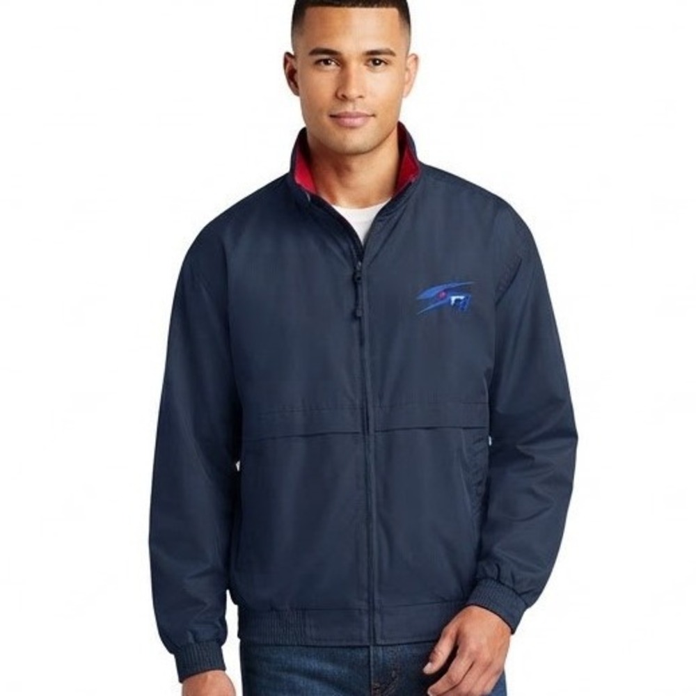 Port Authority On Tour Mens XL Navy Blue Red Mesh Lined Windbreaker Jacket
